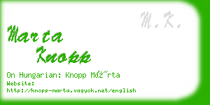 marta knopp business card